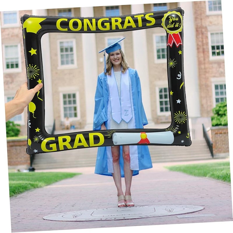 Black Inflatable Graduation Photo Frame Prop Selfie Banner Photography Accessory - Image 3